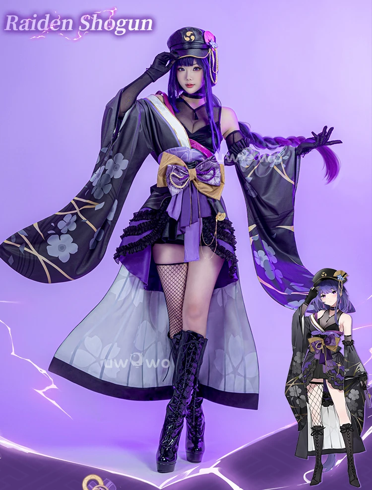 Genshin Impact Raiden Shogun Taisho Kimono Cosplay Kostüm 1