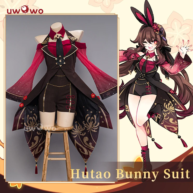 IN STOCK UWOWO Hutao Cosplay Genshin Impact Fanart Hu Tao Bunny Suit Cosplay Cute Ganyu/Kokomi Dress Halloween Costumes 1