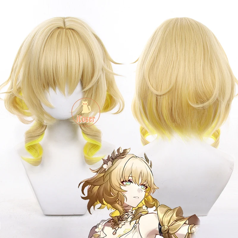 Honkai Star Rail Aglaea Cosplay Wig Blonde Yellow Short Hair Amphoreus The Goldweaver Carnival Halloween Party Women Prop iCoser 1