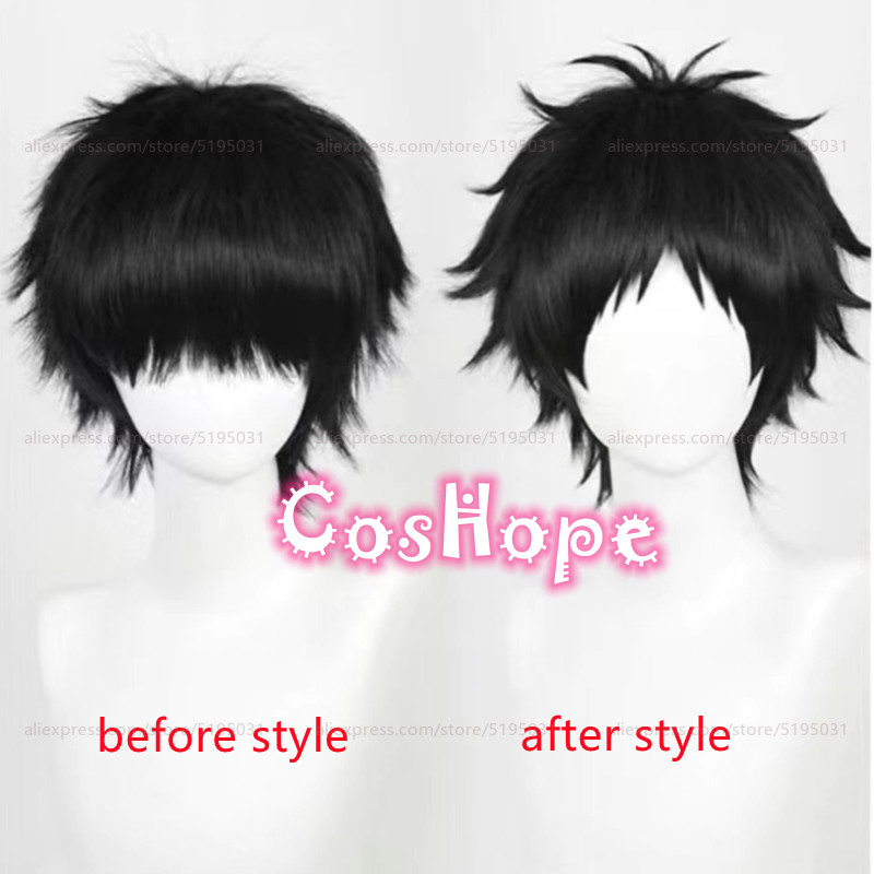 Akaashi Keiji Cosplay Perücke 30cm Kurze Schwarze Perücke Anime Wigs Hitzebeständige Synthetische Perücken Halloween 2