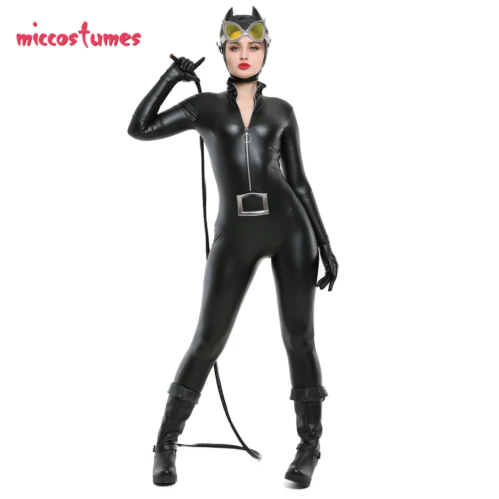 Katzen Cosplay Kostüm Schwarz Bodysuit Jumpsuit Halloween Cosplay 1