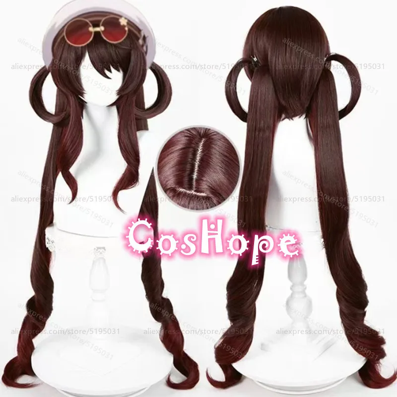 Lantern Rite Hutao Cosplay Wig with Double Ponytails Brown Gradient Wig Cosplay Anime Heat Resistant Synthetic Wigs 1