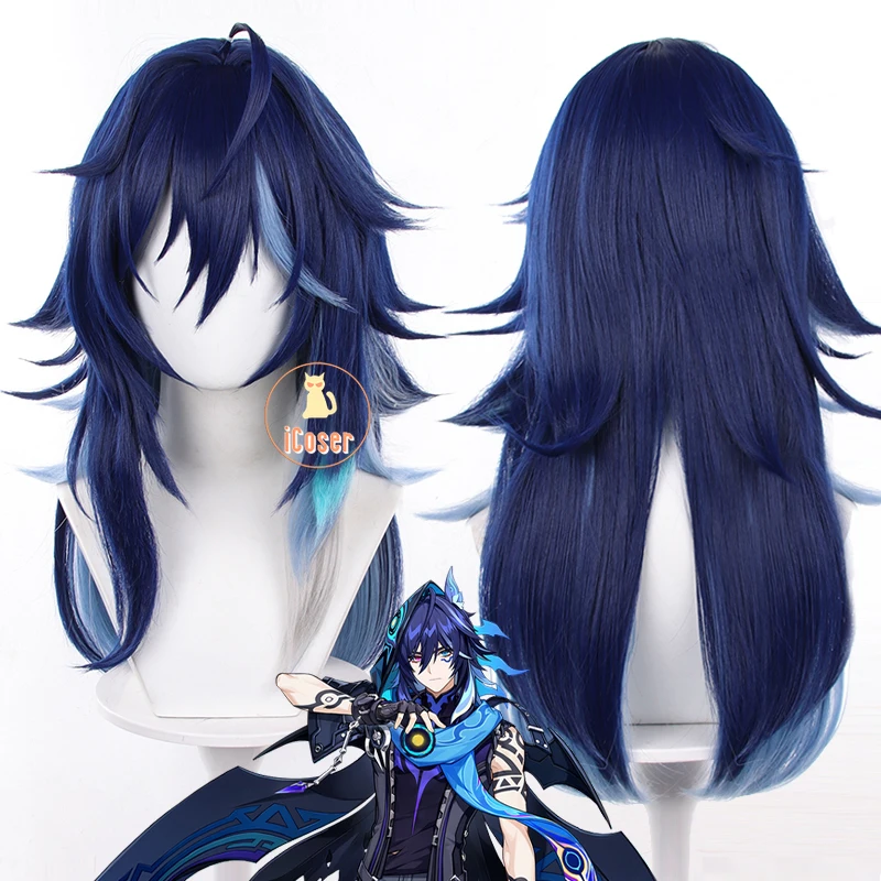 Genshin Impact Ororon Cosplay Wig Dark Blue Hair Natlan Halloween Party Women Men Holiday Role Play Game Props Accessory iCoser 1