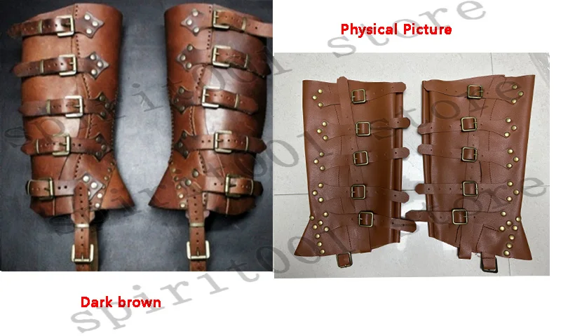 Halloween Medieval Renaissance Greaves Boots Shoes Cover Leather Leg Armor Larp Warrior Knight Costume Strap Puttees 8