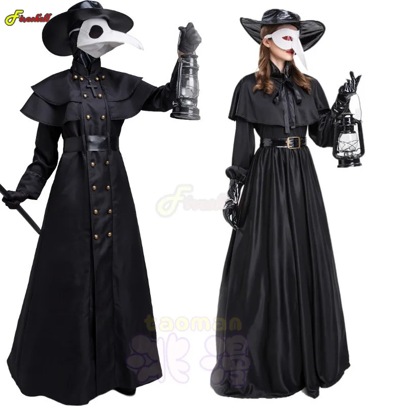 Halloween Carnival Men Women Couples Plague Doctor Costume Medieval War Nurse Bird Bead Playsuit Cosplay Fancy Party Dress 1