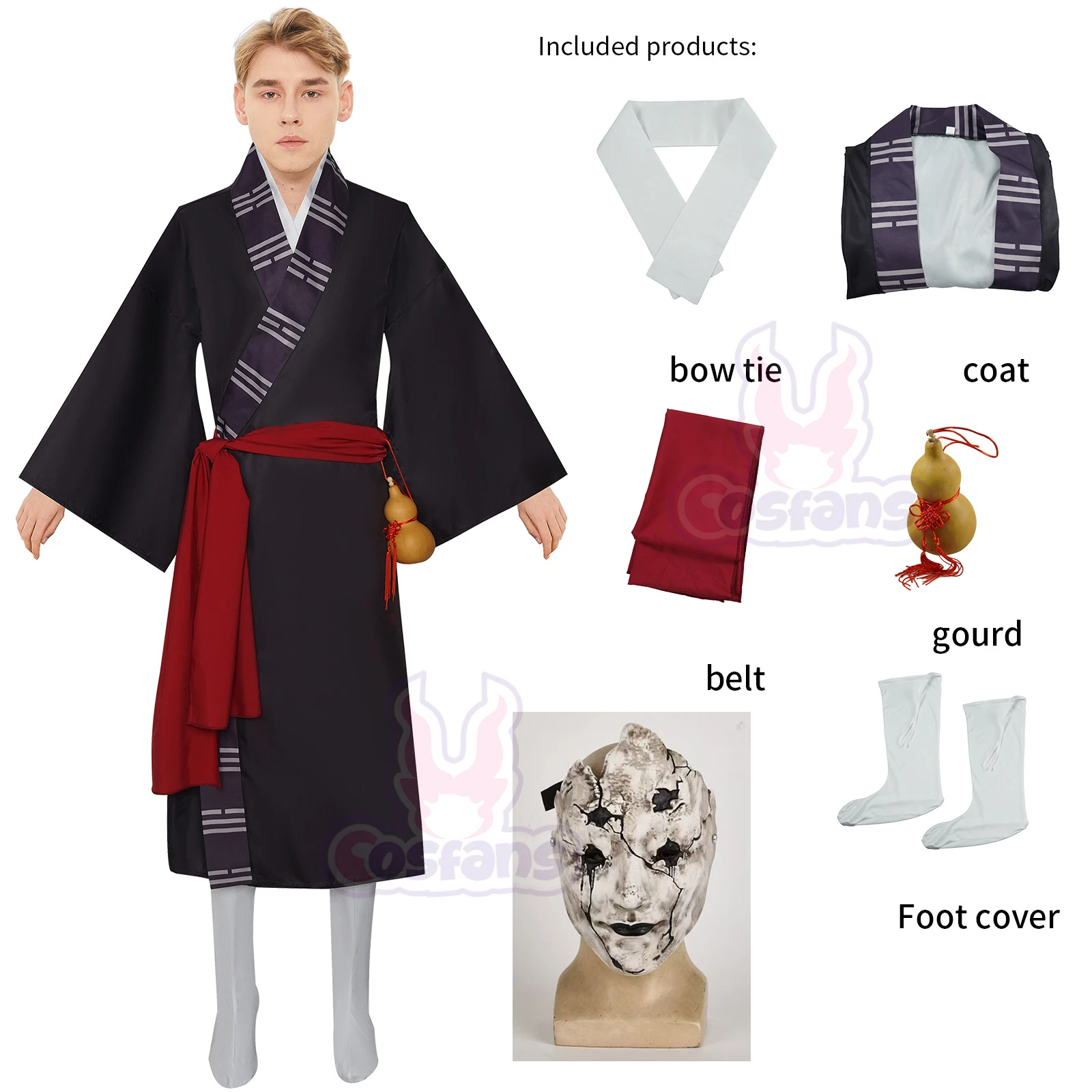 2024 Hot Sale Game Black Myth: Wukong Mi Taoist Cosplay Coatume and Mask Halloween Party Carnival Costume Props 1