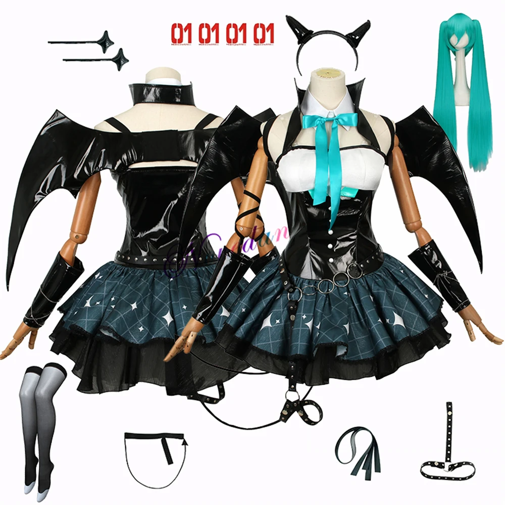 Little Devil Miku Cosplay Costume Demon Miku X Rascal 2023 Cosplay Costume Angel Wings Boots Shoes Villains Rascal Costume Wig 1