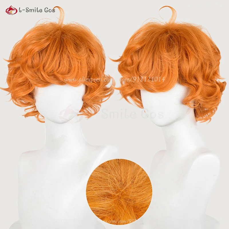 Anime Panty and Stocking with Garterbelt Burifu Cosplay Wig 30cm Short Orange Cruly Hair Heat Resistant Synthetic Wig + Wig Cap 1