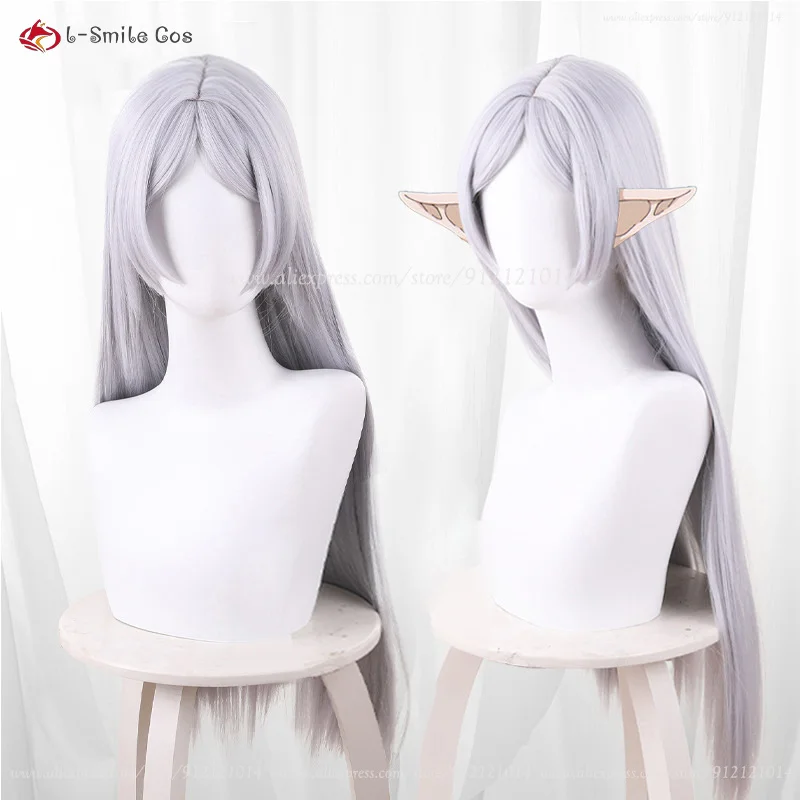 Anime Frieren Perücke 68cm Silber Weiß Ponytails 85cm Gerade Cosplay Hitzebeständige Synthetikhaar + Perückenkappe 3