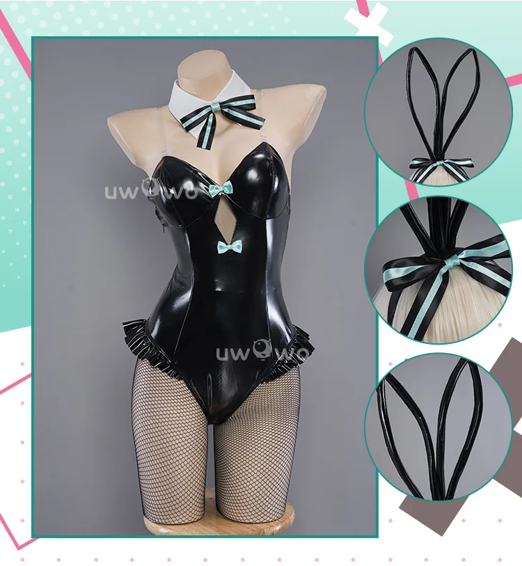 Mikku Bunny Cosplay mit Kopfband Schwarzes Mikku Cosplay Kostüm Bodysuit Karneval Halloween Outfits 1