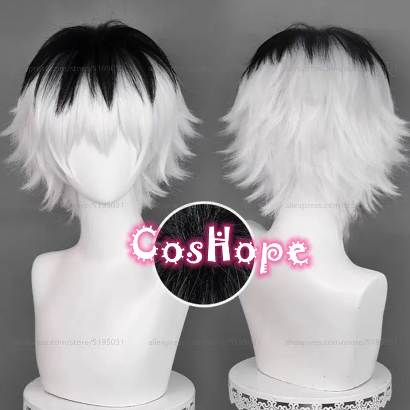 Sasaki Haise Cosplay Wig 30cm Short Frizzy Silver White Black Wig Cosplay Anime Cosplay Wigs Heat Resistant Synthetic Wigs 1