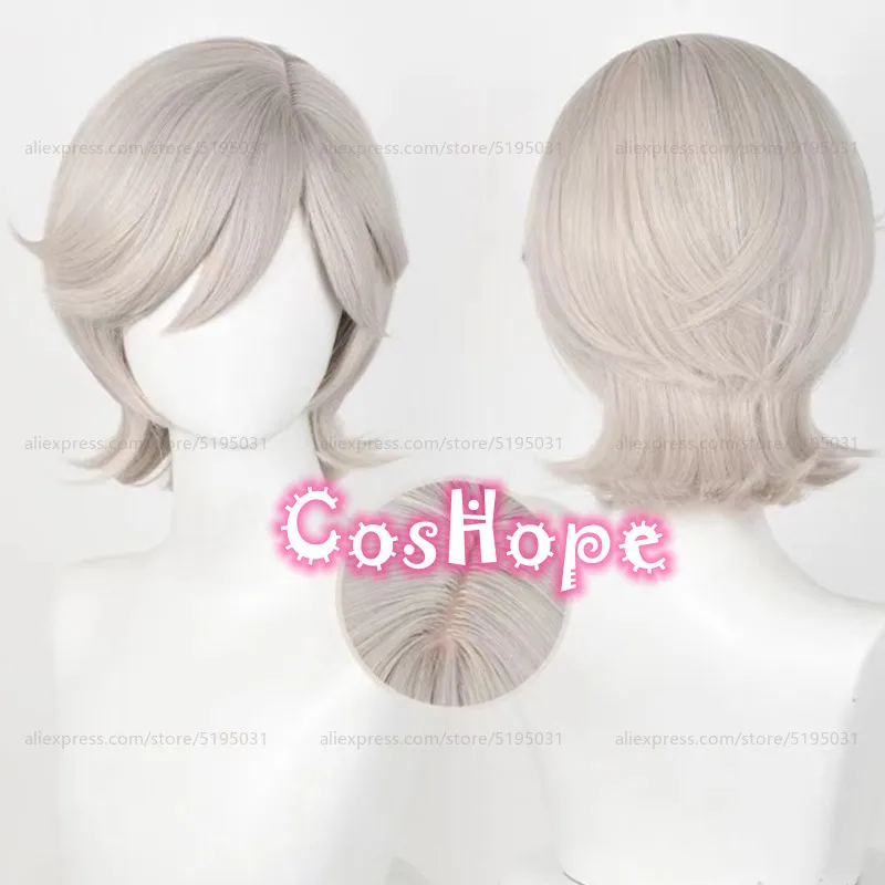 Fontaine Lyney Wig Youth 32cm Short Grayish Gold Wig Cosplay Anime Cosplay Wigs Heat Resistant Synthetic Wigs 1