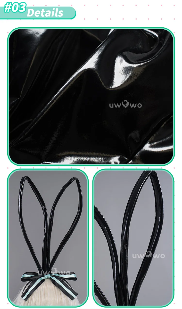 Mikku Bunny Cosplay mit Kopfband Schwarzes Mikku Cosplay Kostüm Bodysuit Karneval Halloween Outfits 7