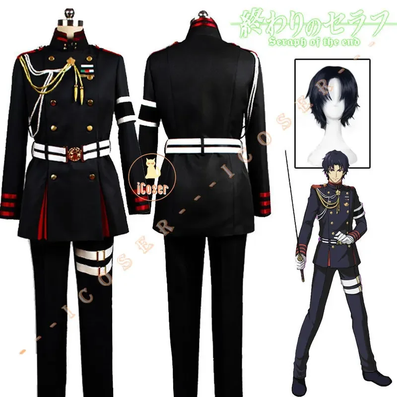 Anime Seraph of The End Ichinose Guren Cosplay Costume Wig Black Demon Army Uniform Guren Squad Outfit Halloween Men Set Boys 1