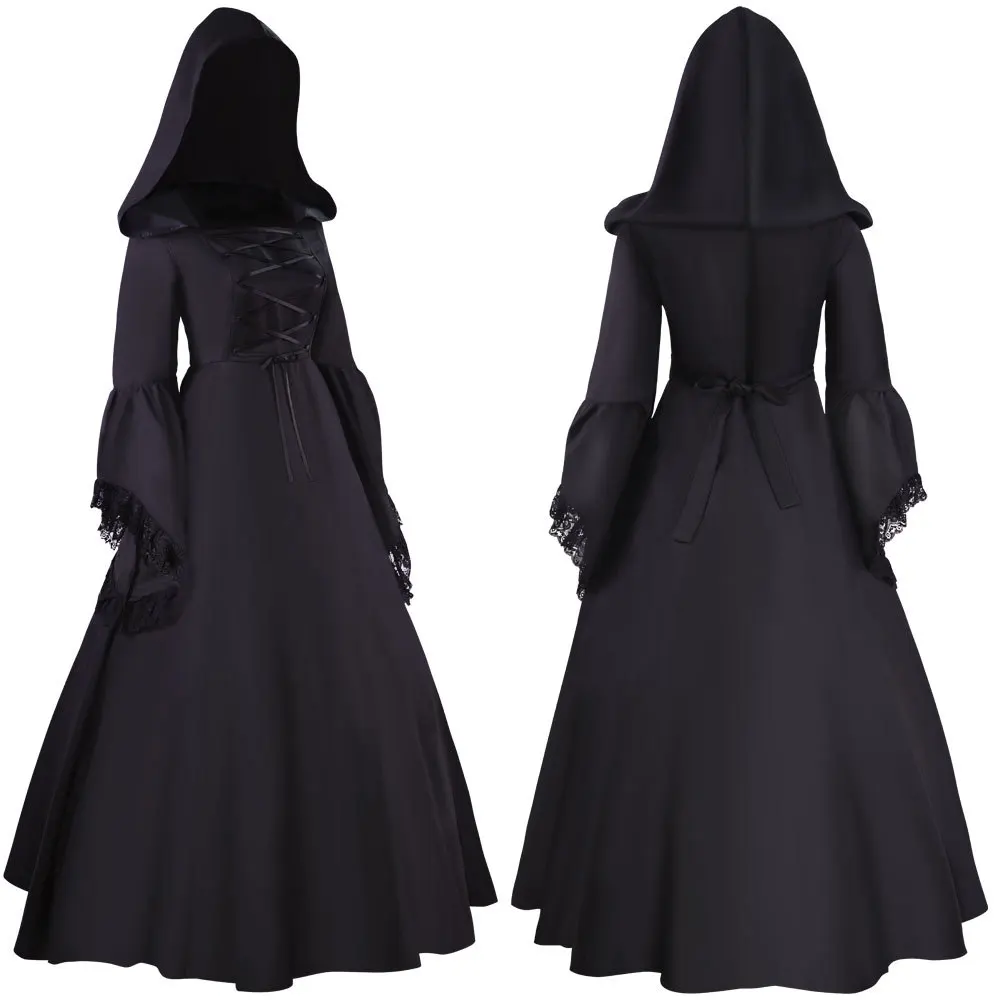 Mittelalter Retro Punk Gothic Prinzessin Kapuzenkleid Elegant Vampir Teufel Kostüm Kleid Ballkleid Lady Vestidos 10