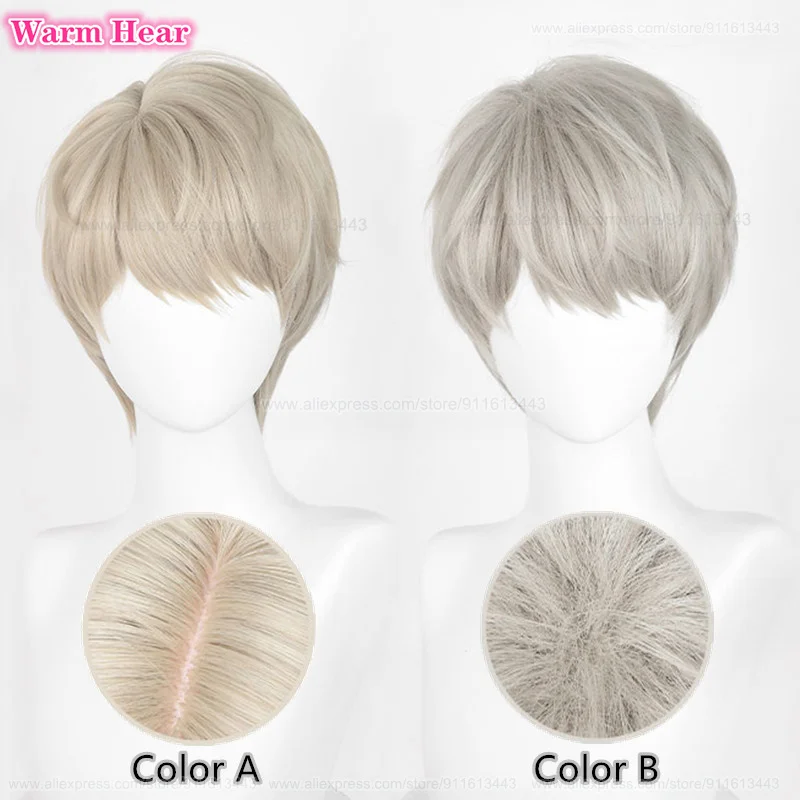 2024 Xavie Synthetic Wig Game Short Unisex 30cm Light Gray Gold/Gray Cosplay Wigs Heat Resistant Hair Party Wigs + Free Wig Cap 1