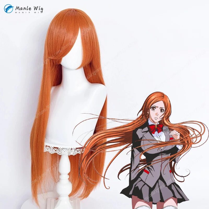 80cm Orihime Cosplay Perücke Orange Anime Heat Resistant Halloween Wig + Wig Cap 13 80cm Inoue Orihime Cosplay Wig Orange Wigs Women Anime Cosplay Wigs Heat Resistant Synthetic Hair Halloween Party Wig + Wig Cap 1