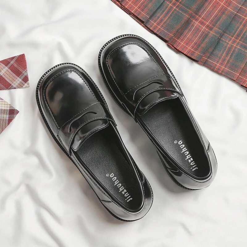New Japanese Style College Student JK Shoes Women Girls Uniform Shoes Platform Shoes PU Leather Lolita Shoes Round Toe 1