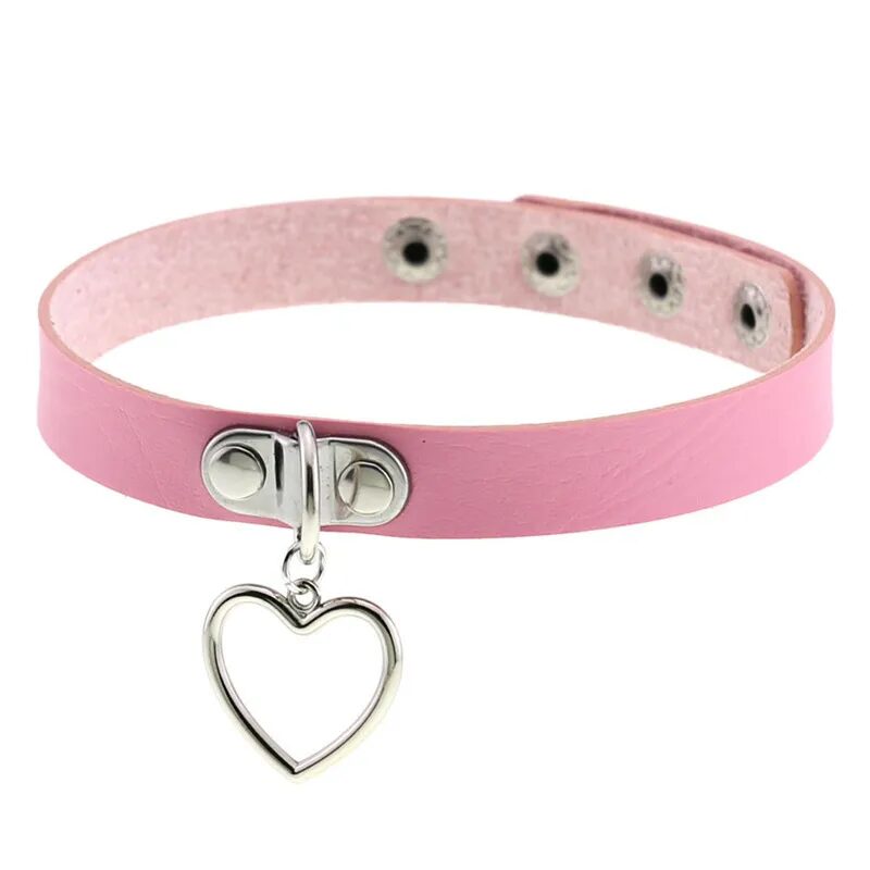 Neue Gothic Choker Halskette Herz Geometrie PU Halskette Gothic Bondage Goth Choker Halskette für Männer und Frauen 6 New Goth Choker Necklace Men Punk Rock Heart Geometry PU Necklace For Women Choker Gothic Bondage Goth Chocker Neck Jewelry 6