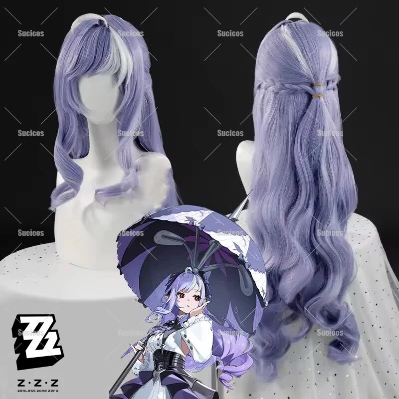 Zenless Zone Zero Vivian Cosplay Wig - Pre-Styled Blue Long Curly Hair (Mockingbird Ver.) with Free Hairnet, Halloween/Anime Con 1