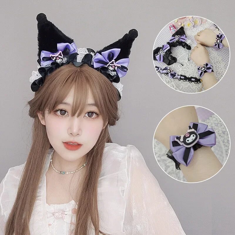 Halloween Anime Headband Kuromi My Melody Cinnamoroll Cute Lolita Plushie Hair Accessories Halloween Series Kid Doll Girl Gift 1