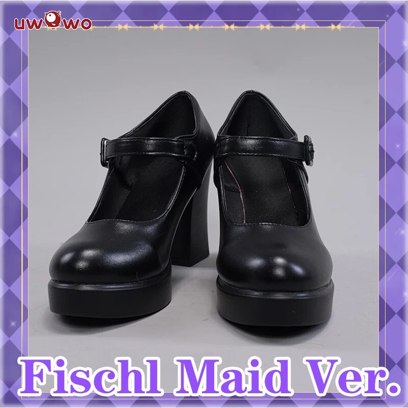 IN STOCK UWOWO Fischl Cosplay Shoes Genshin Impact Fanart Cosplay Fischl Costume Shoes Fischl Maid Dress Cosplay Heels Boots 1