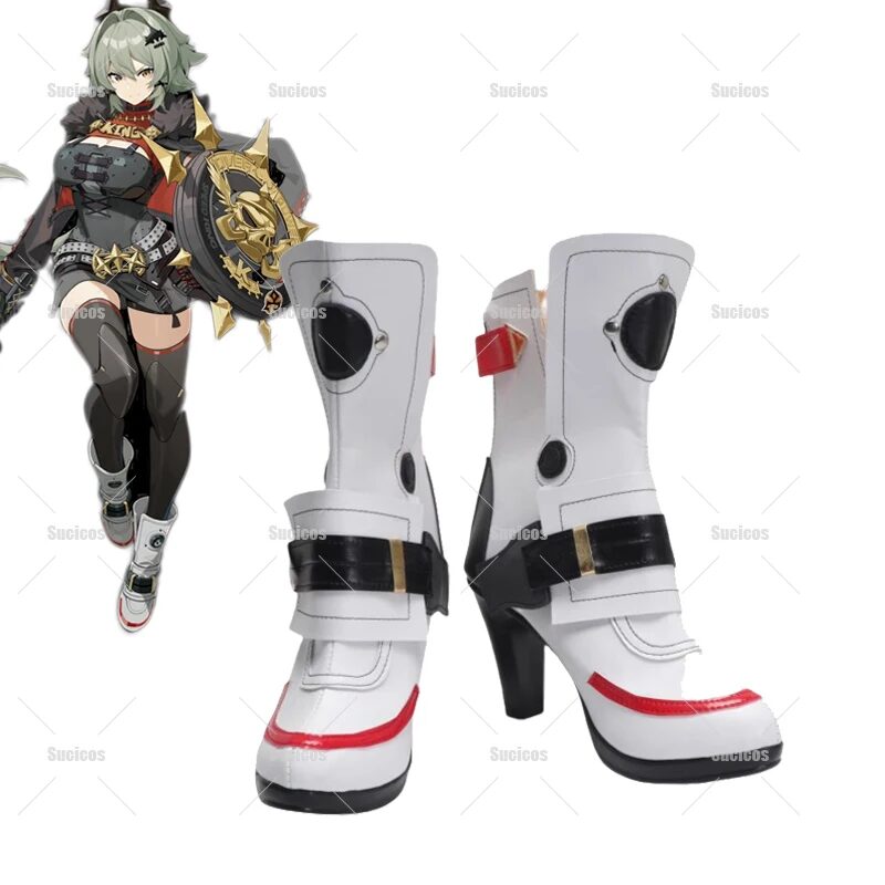  Game Caesar King Cosplay Shoes Zenless Zone Zero Caesar King High Heel White PU Leather Halloween Cosplay Shoes 1