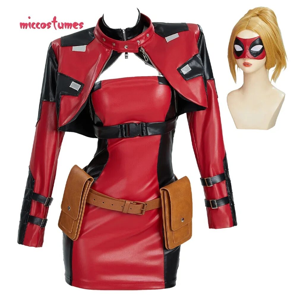 Miccostumes Women's Costume Super Hero Cosplay Racing Suit Set Dress and Jacket with Eye Patch 1