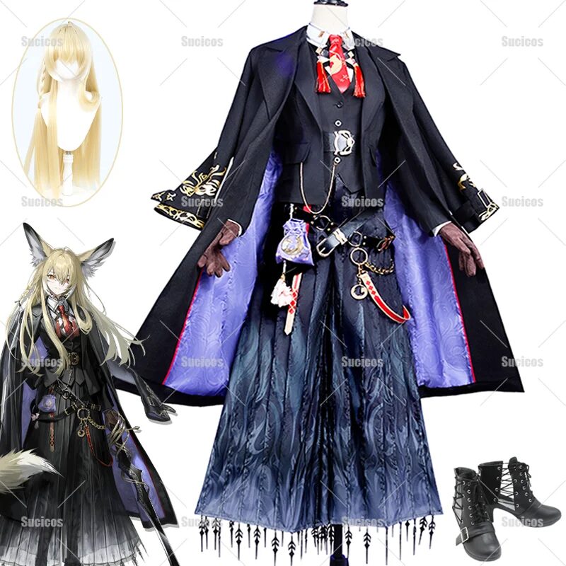 Game Arknights Vulpisfoglia Cosplay Cosplay Costume Vulpisfoglia Cos Wig Ear Tail For Hallowen Lappland Play Role Outfit Props 1