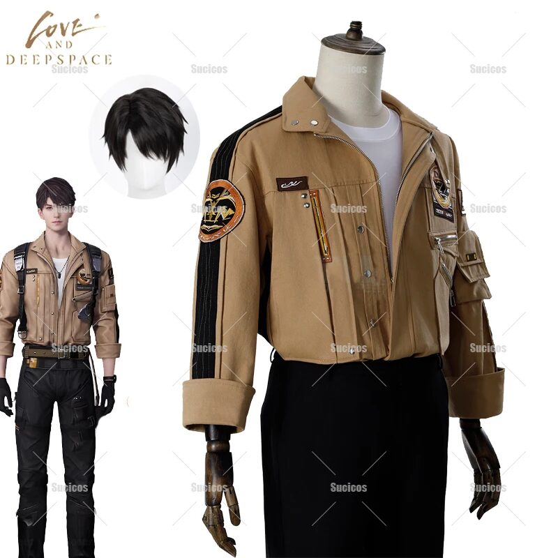 Game Love and Deepspace Caleb Cosplay Costume Wig Brown Flying Jacket Supersonic Uniforms Women Men Halloween Role Play Cos 1