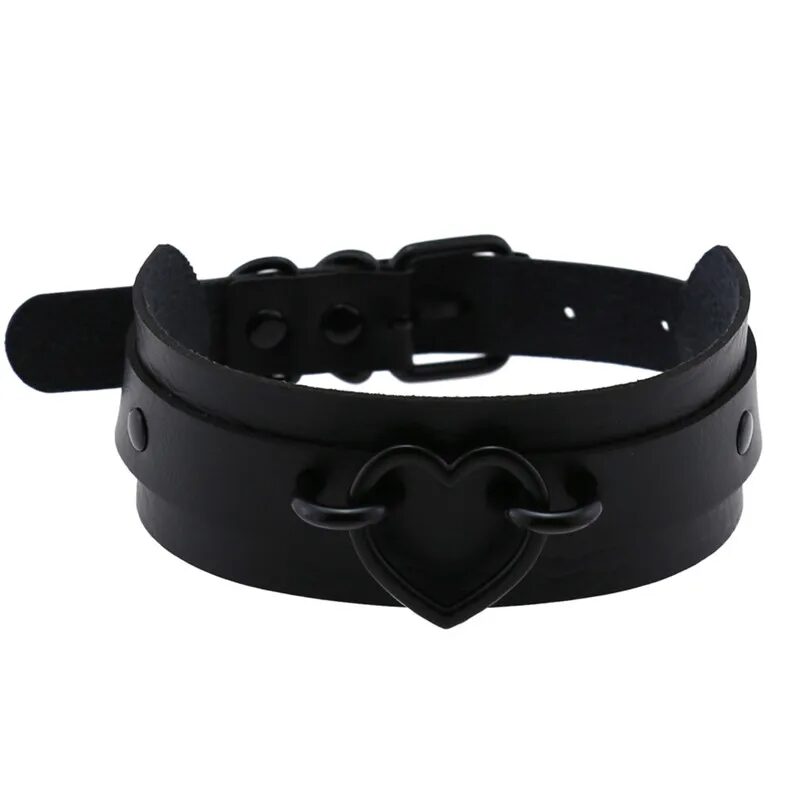 2024 Punk PU Leather Heart Spike Rivet Collar Studded Choker Necklace Birthday Party Gift Choker Neck Jewelry Gift 1