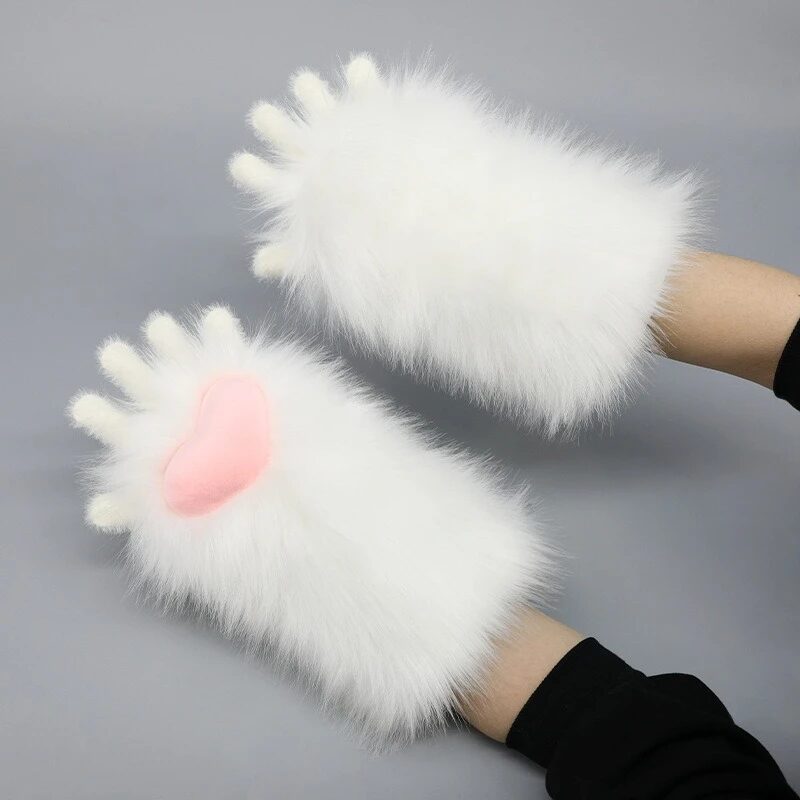 New Furry Animal Claws Handmade Cosplay Costume Fursuit Cat Claw Gloves Plush Claw Gloves Love Heart Anime Bear Paw Cute Mitten 1