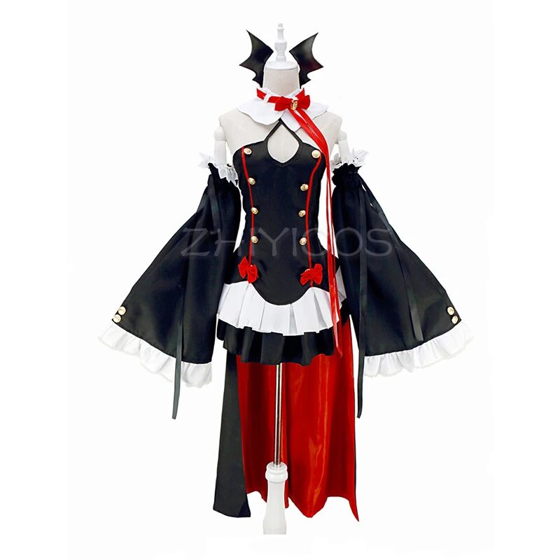 Seraph of the End Krul Tepes Vampir Kostüm Halloween Damen S-XL 3 Anime Seraph of the End the Queen of Vampire Krul Tepes Cosplay Costume Black Fancy Dress Halloween Costumes for Women S-XL 3