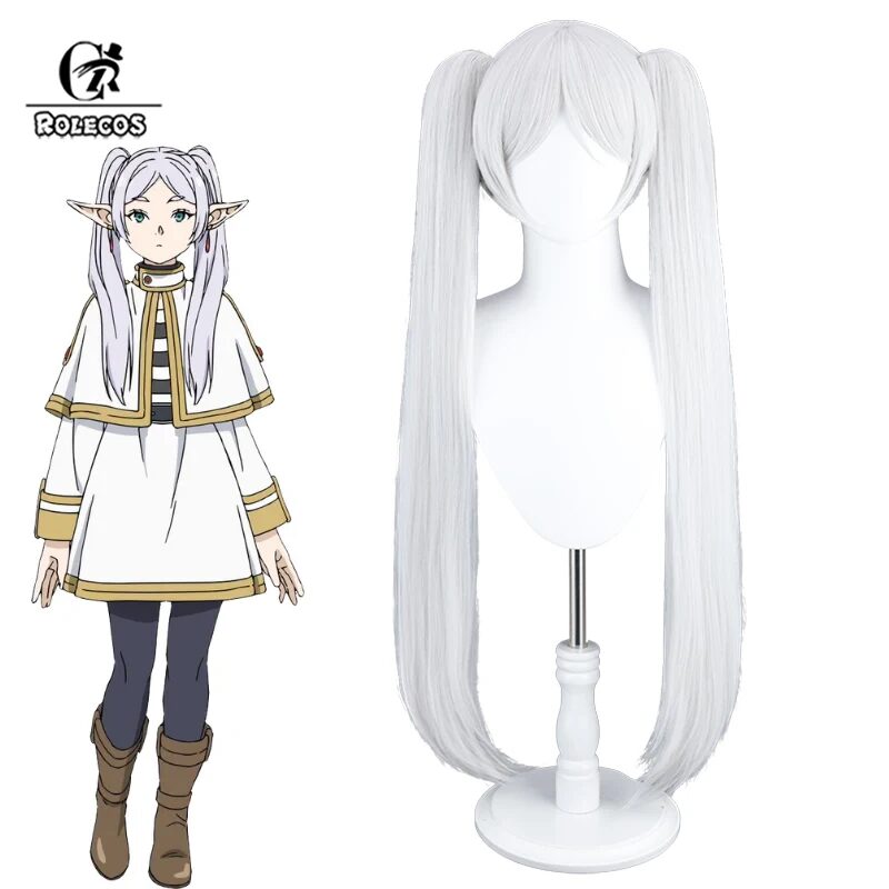 Frieren: Beyond Journey's End Cosplay Perücke 80cm weiß mit Zopf Hitzebeständige Synthetikhaar 14 ROLECOS Frieren: Beyond Journey's End Frieren Cosplay Wigs Frieren 80cm Long White Ponytail Wig Heat Resistant Synthetic Hair 1