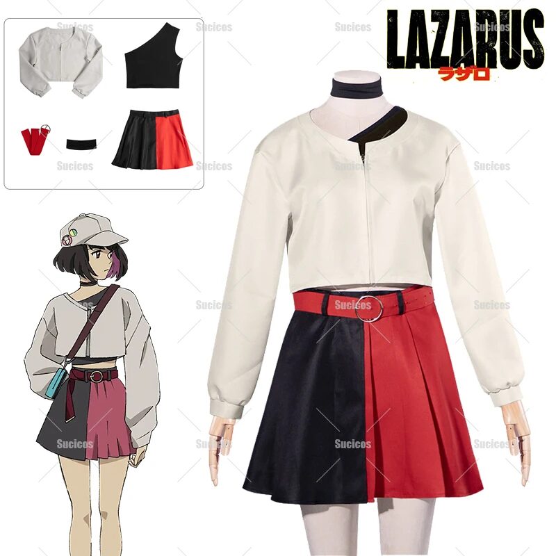 Anime Lazarus Eleina Axel Cosplay Costume 【S-2XL】】Uniform Skirt Jacket Belt Choker Women Girls Halloween Role Play Prop 1