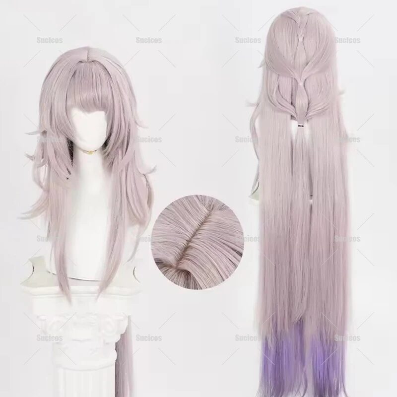Honkai Star Rail The Herta Cosplay Wig Brown 100cm Long Hair Purple Gradient Herta Space Station Heat Resistant Synthetic Hair 1