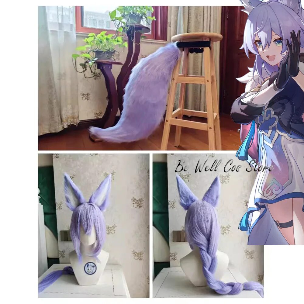 Baiheng Cosplay Tail Honkai Star Rail Bai Heng Cosplay Tail Ear For Women Men Halloween Party Roleplay Outfits Props 1