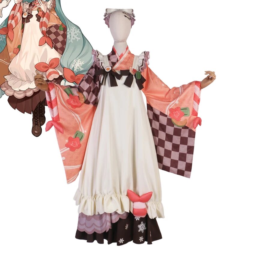 2024 Schnee Miku Kimono Anime Cosplay Kostüm 5 2024 Snow Miku Kimono Outfit Anime Cosplay Costumes 1