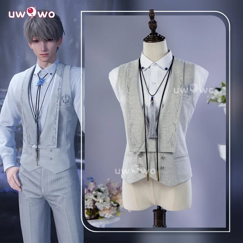 UWOWO Collab Series: Xavier Cosplay Game Love and Deepspace Xavier Lightseeker Silvery Polyphony Suit Vest Cosplay Costume 1
