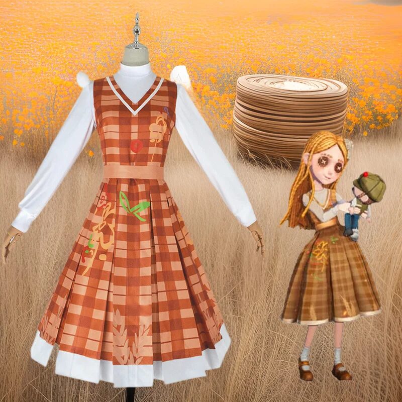 Fifth Person Grid Cosplay Costume Rural Autumn Harvest Festival Women's Children's Costume Game Same Style Unique Purpose Clothi 1