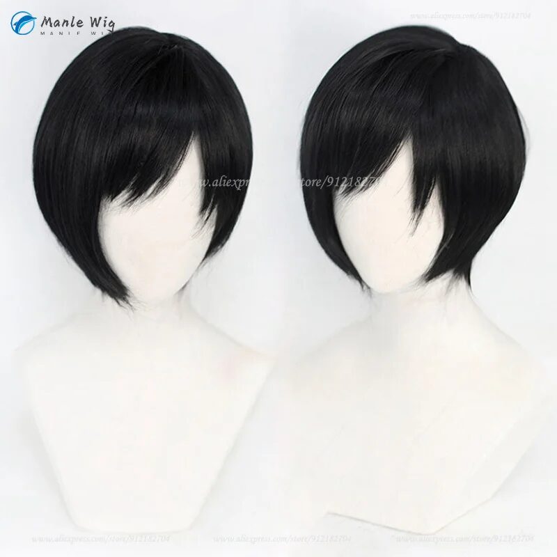 Anime Ada Wong Cosplay Wig Short Black Ada Wong Simulated Scalp Wigs Heat Resistant Synthetic Hair Halloween + Wig Cap 1
