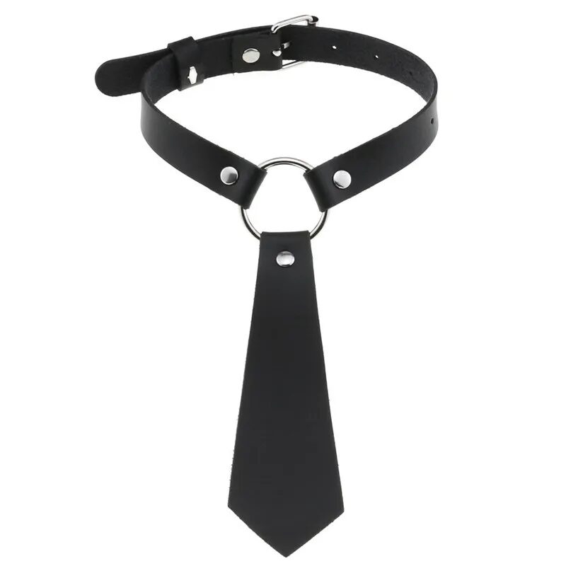 2022 New Gothic PU Leather Bow Tie Collar Choker Necklace For Women Punk Bondage Collars Necklace Men Jewelry Torques 1