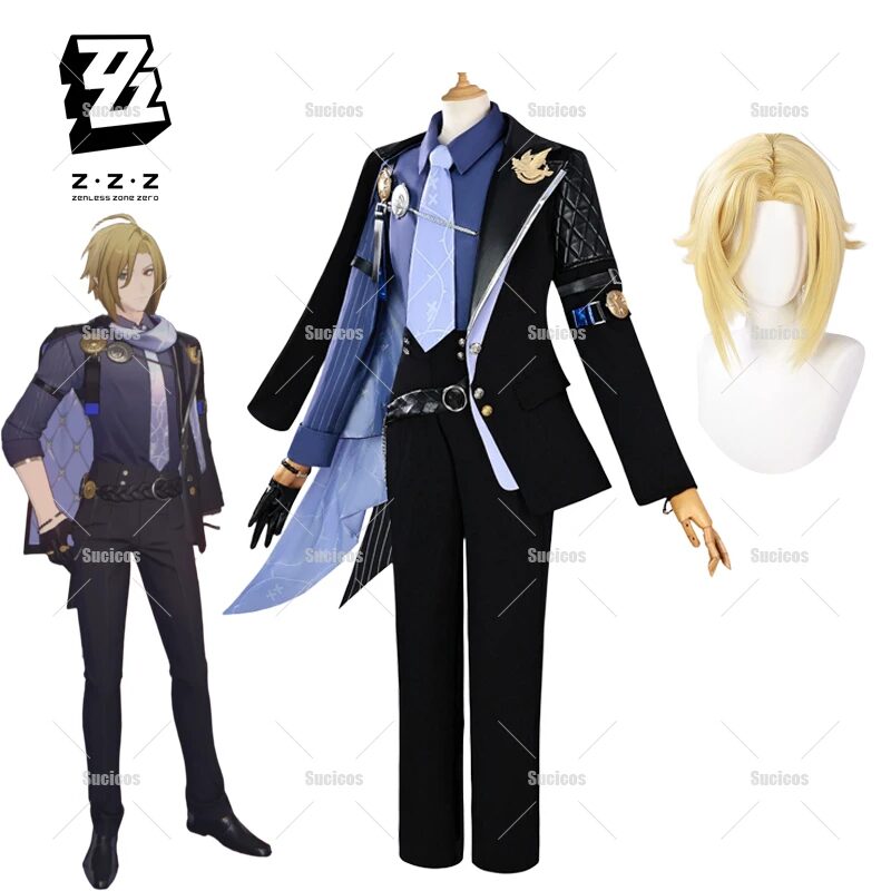 Zenless Zone Zero Hugo Cosplay Wig Ravenlock Halloween Party Frauen Männer 1 Zenless Zone Zero Hugo Cosplay Costume Wig Hat Mockingbird New Eridu Hugo Vlad Ravenlock Halloween Party for Women Men 1