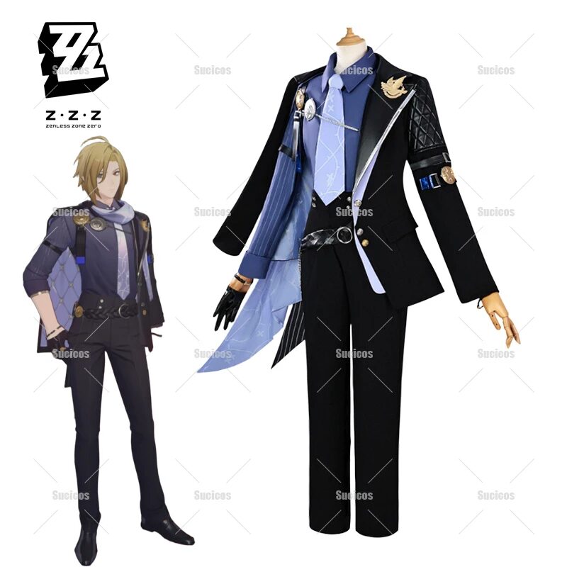 Zenless Zone Zero Hugo Cosplay Costume Wig Hat Mockingbird New Eridu Hugo Vlad Ravenlock Halloween Party for Women Men 6
