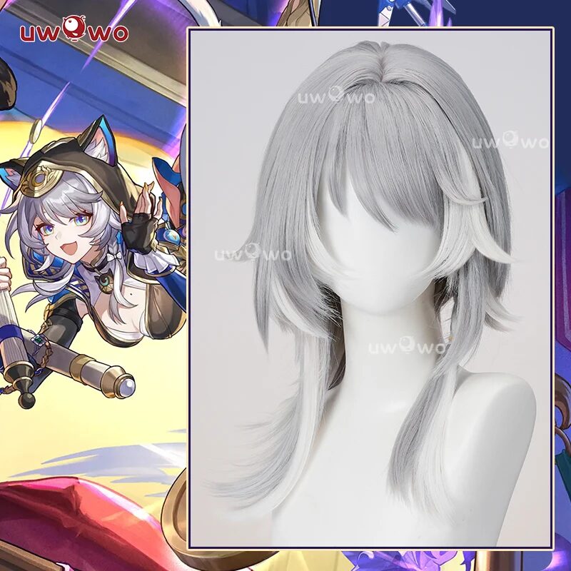 UWOWO Cifera Wig Game Honkai Star Rail Cifera Cosplay Wig Light Gray Hair Short Hair Halloween Wig 1