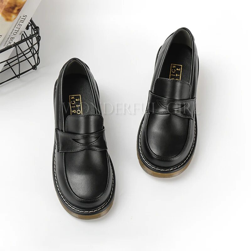 New Japanese Style College Student Uniform Shoes Cosplay Lolita Shoes for Women/Girls Black/Brown Platform Shoes Size 35-40 1