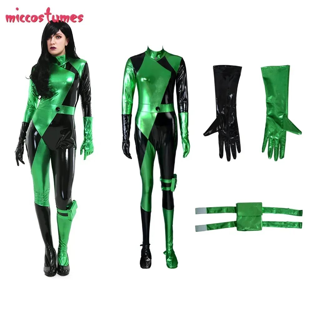 Miccostumes Women's Miss Go PU Leather Cosplay Bodysuit Jumpsuit with Gloves and Leg Bag Deluxe Costume Halloween 1