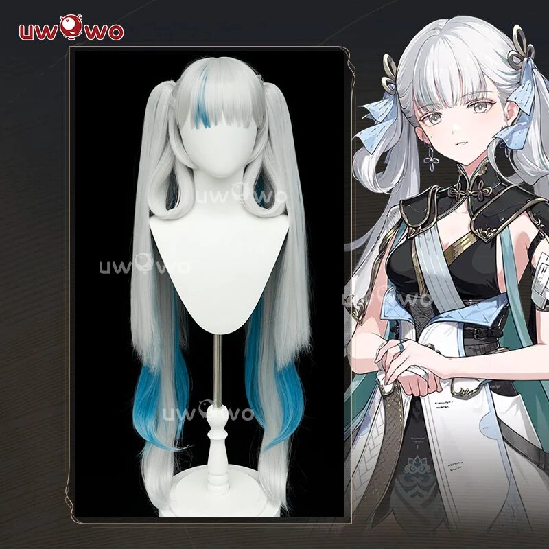 Jinhsi Wig Wuthering Waves WuwWa Jinhsi Cosplay Wig With Tonytail Long Hair Grey Blue Hair 16 UWOWO Jinhsi Wig Game Wuthering Waves WuwWa Jinhsi  Cosplay Wig With Tonytail Long Hair Gray and Blue Hair 1