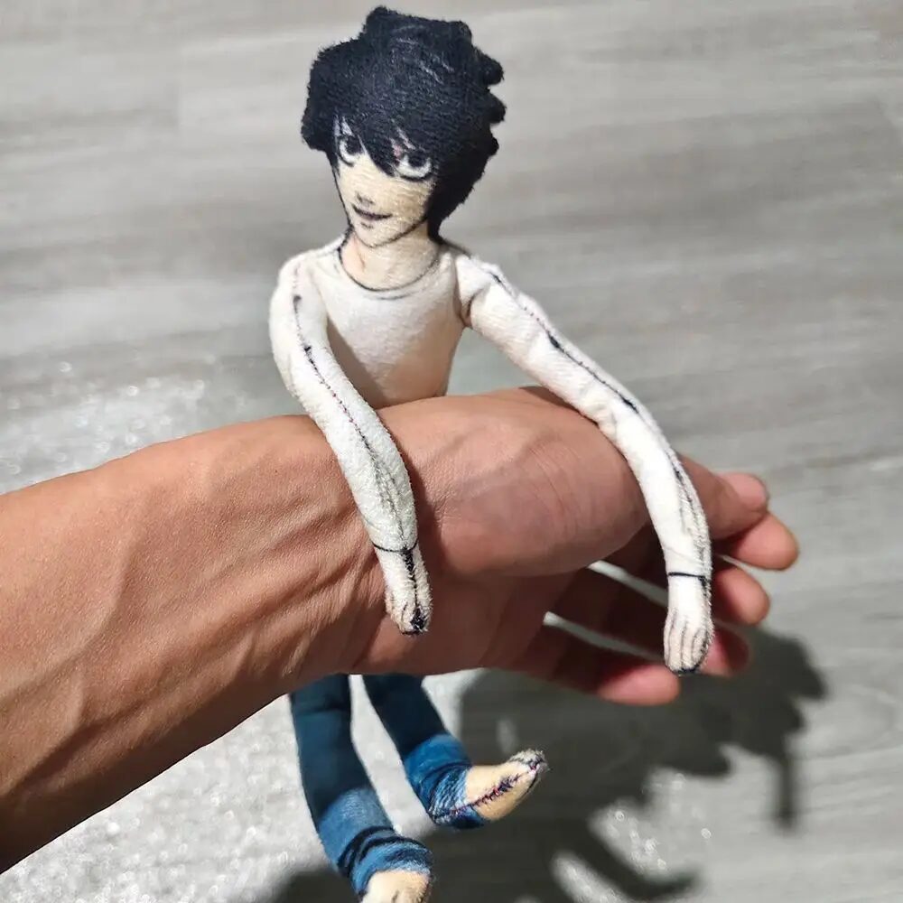 Death Note L·Lawliet Cosplay Prop Doll Plush Stuffed Figure Room Decoration Gift 4 Anime Death Note L·Lawliet Cosplay Prop Doll Plush Stuffed Figure Dolls Room Decoration Abstract Joint Mobility Props Gift 4