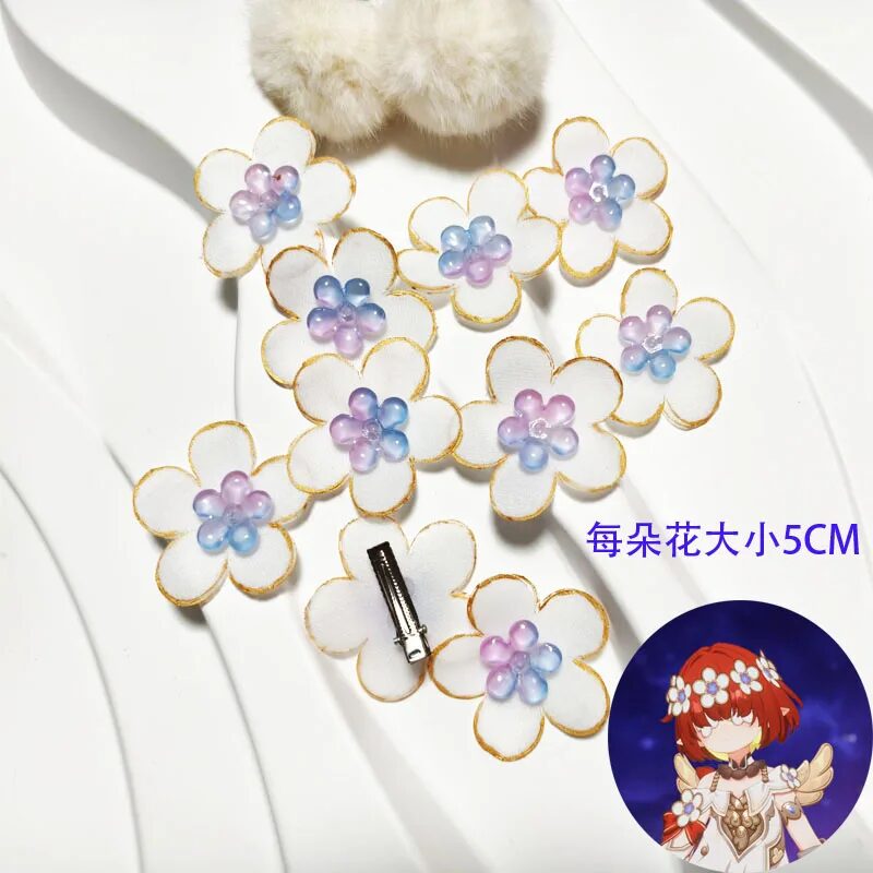 Honkai Star Rail Tribios Cosplay Headpiece Resin Hair Clip with Flowers Headwear Game Prop for Convention Halloween Costume 1